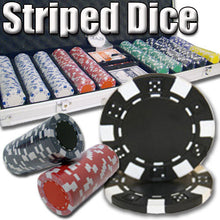 Load image into Gallery viewer, 500 Striped Dice Poker Chip Set with Aluminum Case