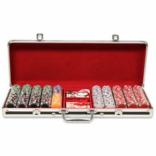 Load image into Gallery viewer, 500 Striped Dice Poker Chip Set with Black Aluminum Case