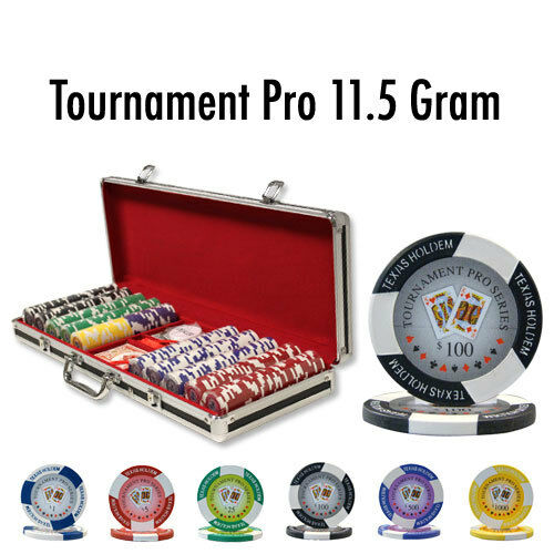 500 Tournament Pro Poker Chip Set with Black Aluminum Case
