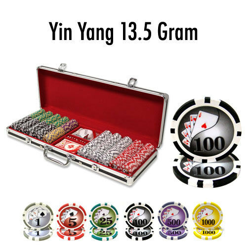 500 Yin Yang Poker Chip Set with Black Aluminum Case