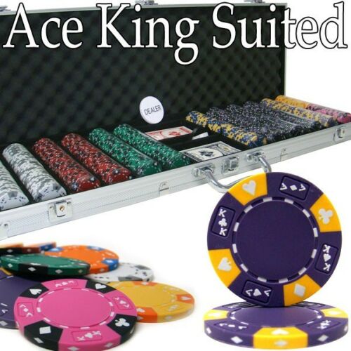 600 Ace King Suited Poker Chip Set with Aluminum Case