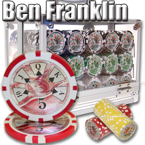 600 Ben Franklin Poker Chip Set with Acrylic Case