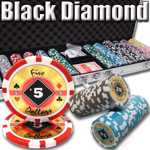 600 Black Diamond Poker Chip Set with Aluminum Case