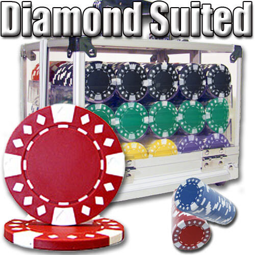 600 Diamond Suited Poker Chip Set with Acrylic Case