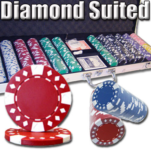 600 Diamond Suited Poker Chip Set with Aluminum Case