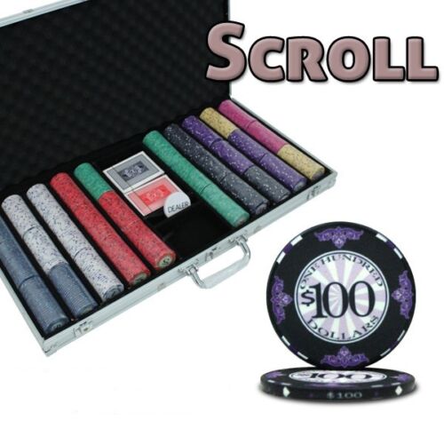 750 Scroll Ceramic Poker Chip Set with Aluminum Case