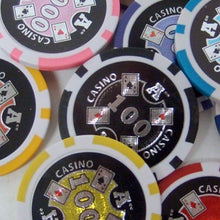 Load image into Gallery viewer, 500 Ace Casino Poker Chip Set with Black Aluminum Case