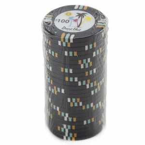 (25) $100 Desert Heat Poker Chips