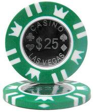 Load image into Gallery viewer, (25) $25 Coin Inlay Poker Chips