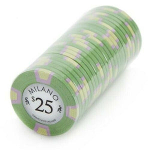 (25) $25 Milano Poker Chips