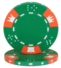 Load image into Gallery viewer, (25) Green Crown &amp; Dice Poker Chips