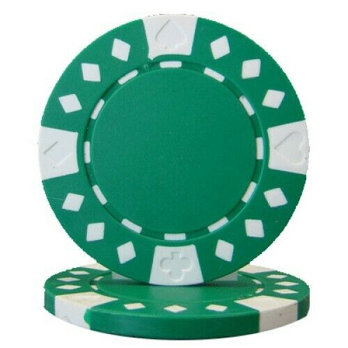 (25) Green Diamond Suited Poker Chips
