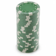 Load image into Gallery viewer, (25) Green Striped Dice Poker Chips