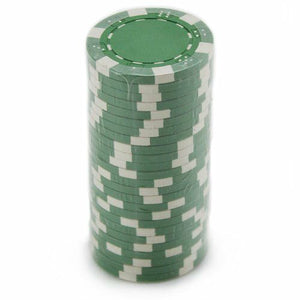 (25) Green Striped Dice Poker Chips