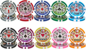 1000 High Roller Poker Chip Set with Rolling Aluminum Case