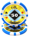Light blue $50 Black Diamond poker chip