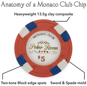 750 Monaco Club Poker Chip Set with Aluminum Case