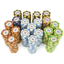 Load image into Gallery viewer, 1000 Monte Carlo Poker Chip Set with Rolling Aluminum Case
