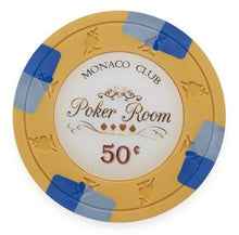 Load image into Gallery viewer, (25) 50 Cent Monaco Club Poker Chips