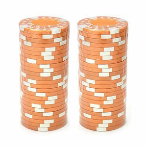 (25) Orange Diamond Suited Poker Chips
