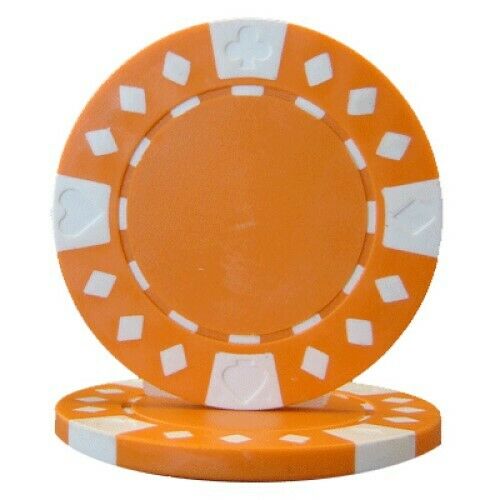 (25) Orange Diamond Suited Poker Chips