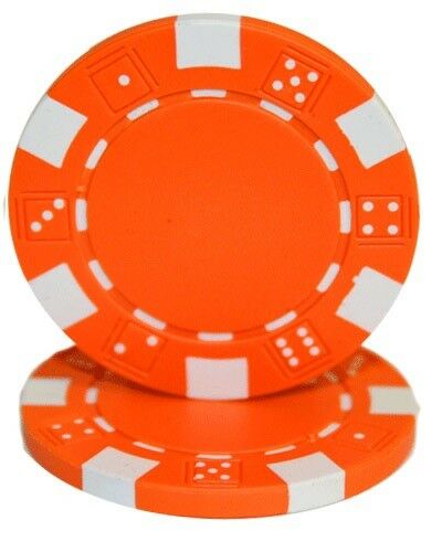 (25) Orange Striped Dice Poker Chips