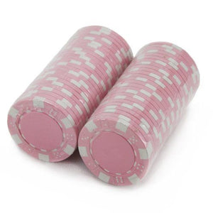 (25) Pink Striped Dice Poker Chips