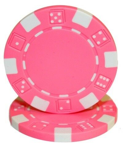 (25) Pink Striped Dice Poker Chips