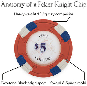 1000 Poker Knights Poker Chip Set with Rolling Aluminum Case