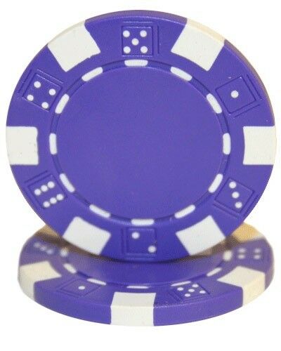(25) Purple Striped Dice Poker Chips