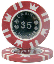 Load image into Gallery viewer, (25) $5 Coin Inlay Poker Chips