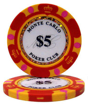 Load image into Gallery viewer, (25) $5 Monte Carlo Poker Chips