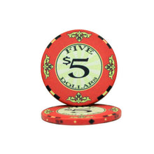 Load image into Gallery viewer, (25) $5 Scroll Poker Chips