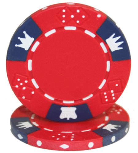 (25) Red Crown & Dice Poker Chips