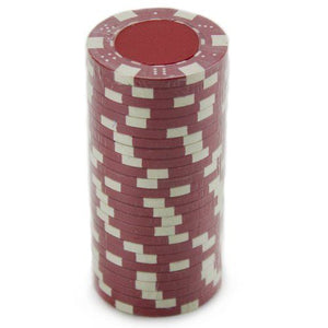 (25) Red Striped Dice Poker Chips