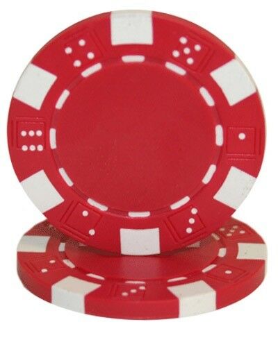 (25) Red Striped Dice Poker Chips
