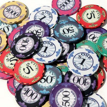 Load image into Gallery viewer, 1000 Scroll Ceramic Poker Chip Set with Rolling Aluminum Case