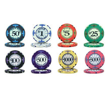 Load image into Gallery viewer, 500 Scroll Ceramic Poker Chip Set with Aluminum Case