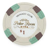 White $1 Monaco Club poker chip