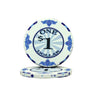 White $1 Scroll poker chip