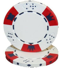 Load image into Gallery viewer, (25) White Crown &amp; Dice Poker Chips