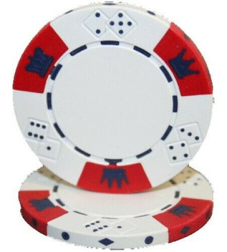 (25) White Crown & Dice Poker Chips