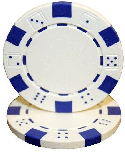 (25) White Striped Dice Poker Chips