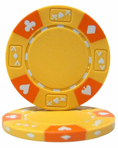 (25) Yellow Ace King Suited  Poker Chips
