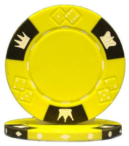 (25) Yellow Crown & Dice Poker Chips