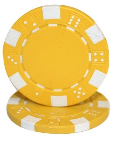 (25) Yellow Striped Dice Poker Chips